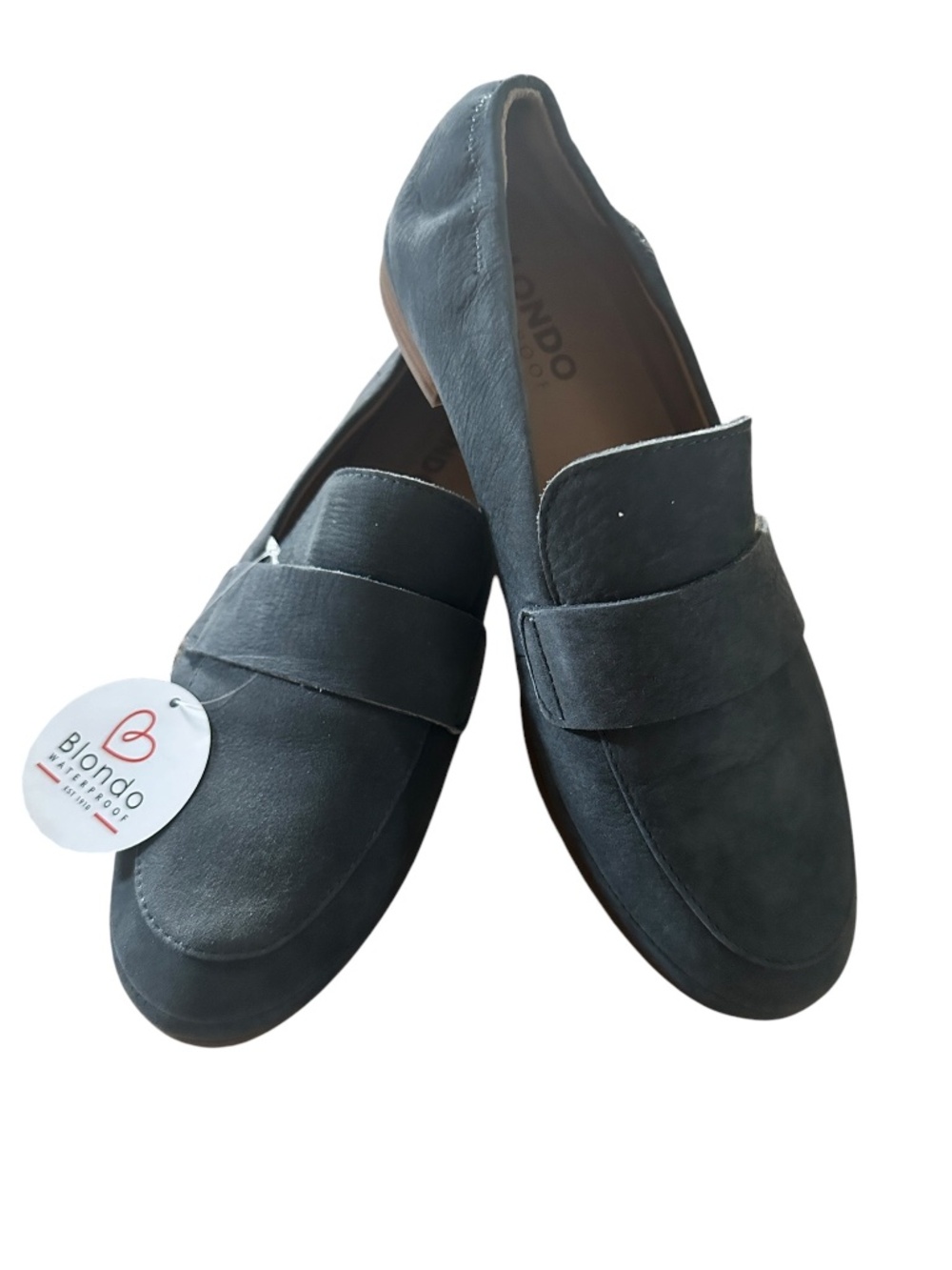 Blondo Blue/Gray Betsan Waterproof Nubuck Leather Slip On Loafer Flats 8.5